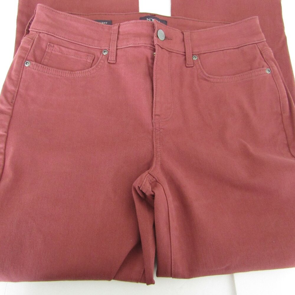 NYDJ  Jeans Women’s  4   Burgundy Red Straight Jegging Stretch Soft USA